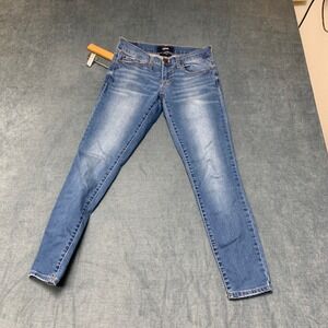 Aero Jeans Womens 2 Blue Denim Stretch Boho Faded Skinny Leg Low Rise Whiskered